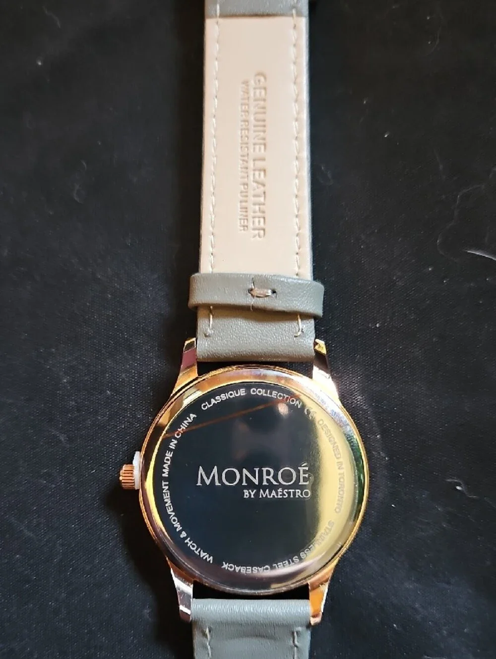 Monroe Womens's Watch - Pink Face with Gray leather band